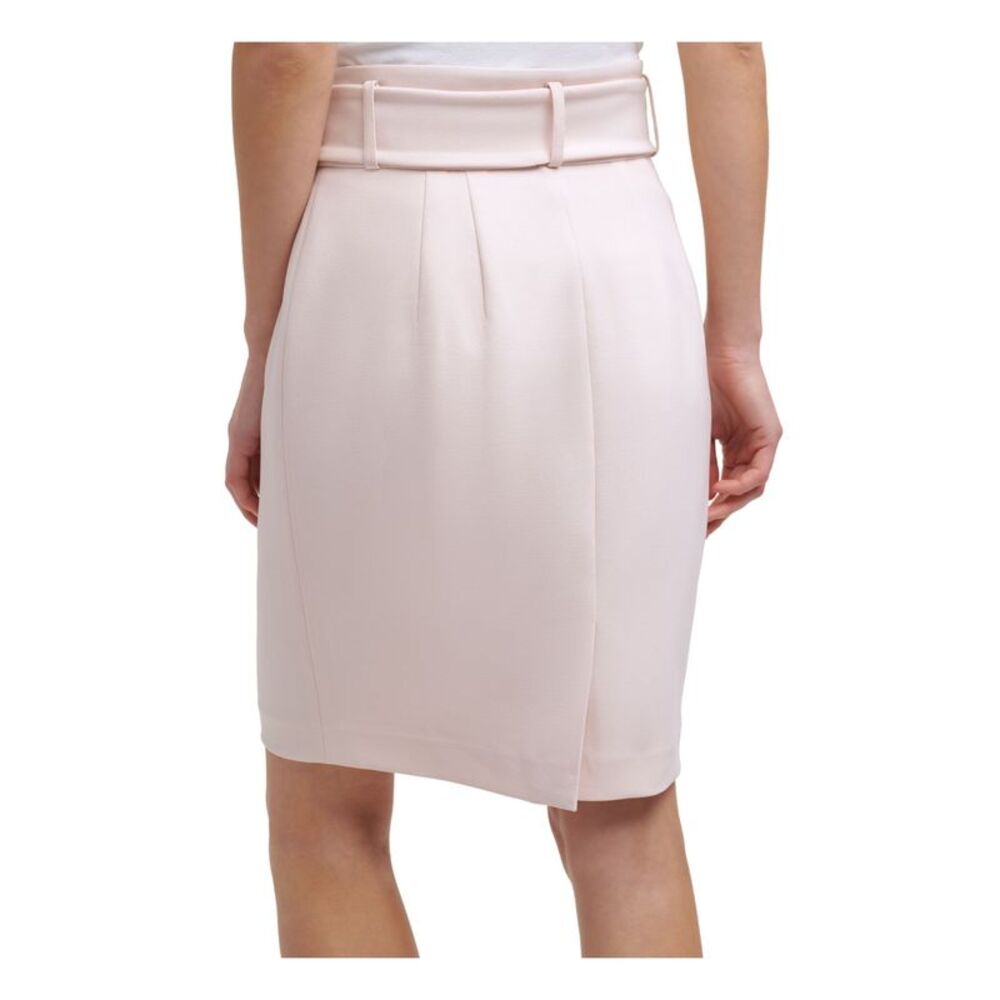 DKNY Womens Pink Stretch Zippered Tie Front Short Evening Pencil Skirt 14 - Picture 2 of 2